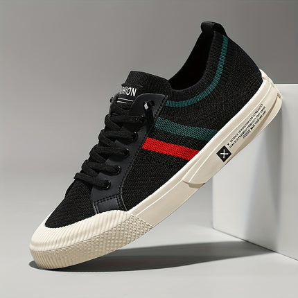 Breathable Lightweight Men's Casual Sneakers | Low-Top Lace-Up Design with Fabric Upper & PVC Sole,