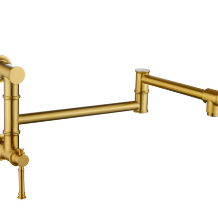 Wall mounted Pot Filler Faucet, Modern Brass Pot Filler Two-Attachment Wall Mount Folding Kitchen Pot Filler Swing Arm