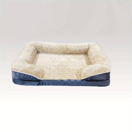Orthopedic Dog Sofa Bed, Rectangle Elevated Pet Couch with Armrests, Washable Polyester Cover, Polyurethane Foam Filling, with Detachable Bolster for Extra Small to Large Breeds, Comfortable & Warm Pet Sleeping Pad