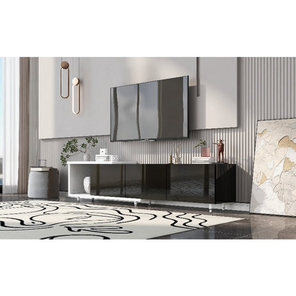 VIBE HAUS 70.1''-100'' Modern Stylish TV Stand TV Cabinet for 80+inch TV, White+Black,