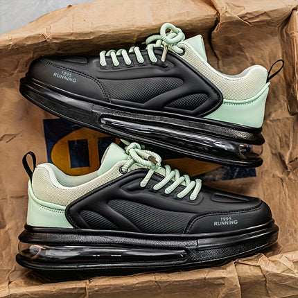 Men'S Stylish Low-Top Running Sneakers - Light Blue & Black Colorway, Breathable Mesh Lining