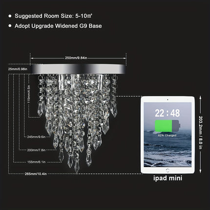 1pc Mini Crystal Flushmount Chandelier Fixture, Crystal Ceiling Lamp, Elegant Modern Flush Mount Ceiling Light