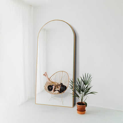 Mirror Black&Gold Full Body Floor Mirror Standing Hanging or Leaning Wall, Wall Mounted Mirror  Aluminum