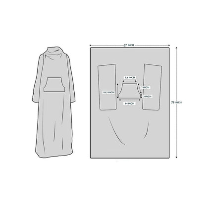 Large Pocket Multi-functional Wearable Lazy Sleeve Antistatic Flannel Blanket
