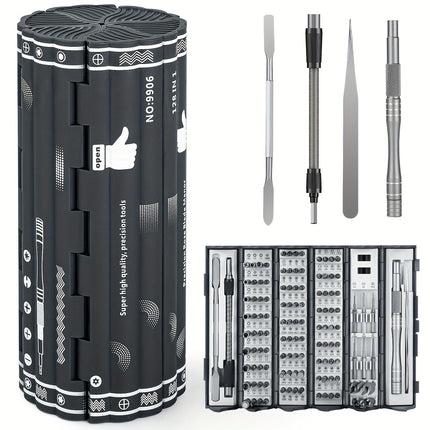 128in 1 Precision Screwdriver Set, Magnetic Driver Kit with Flexible Shaft, Professional Magnetic Repair Tool Kit
