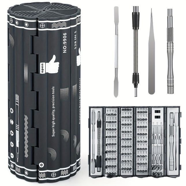 128in 1 Precision Screwdriver Set, Magnetic Driver Kit with Flexible Shaft, Professional Magnetic Repair Tool Kit