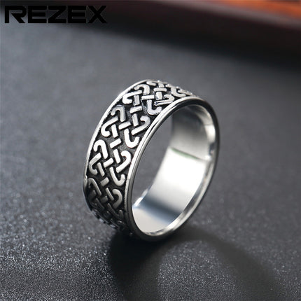 Mens Titanium Steel Ring With A Personalized, Retro, And Minimalist Pattern