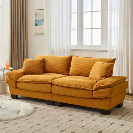Sofa Designed for Two, Featuring Deep Seating And Corduroy Double-Layer Cushions