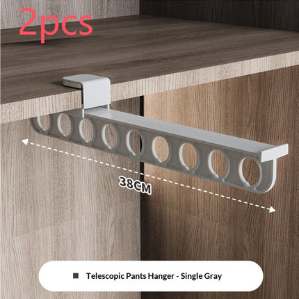 Space-saving No-drilling Home Pull-out Slide Rail Pants Rack For Storage