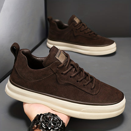 Men'S Low-Top Sneakers - / Brown Lace-Up Shoes, Minimalist Everyday & Formal Shoes for Gym
