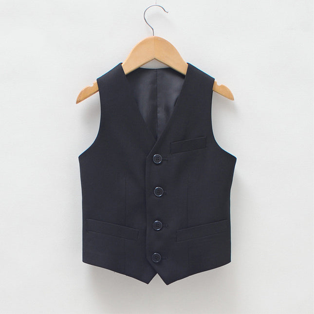 Children's Black Waistcoat Black Children's Clothing Little Boys Performance Costume