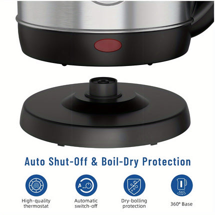 Electric Kettle with Water Window & Stainless Steel Body - 1200W Fast Heating, Auto Shut-Off, BPA-Free