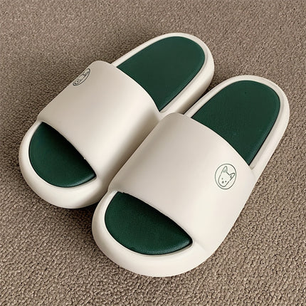 2 pcs Cartoon Dog Couple Color-Blocked Slippers Are Comfortable, Soft, Thick-Soled,