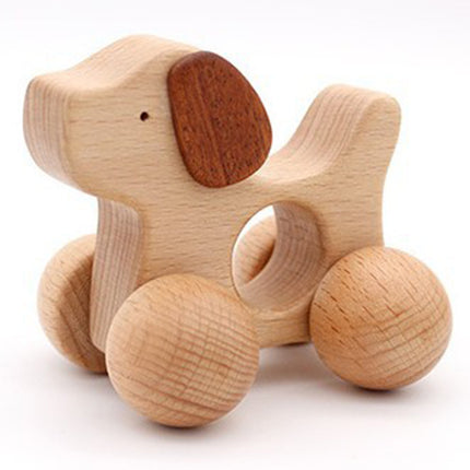 Baby Dog Shape Ecofriendly Wooden Car Infant Cartoon Animal Puzzle Toys Child Learning Educational Blocks DIY Craft