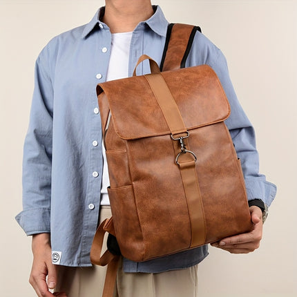 Solid Color Large Capacity Men'S Business Casual Retro Commuting Travel Bag, Laptop Bag,