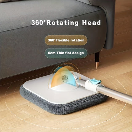 1set, Three Fiber Cloth Heads, Rotating Head Hand-free Mop with Bucket for Sewage Separation