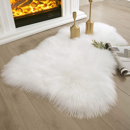 Soft and Fluffy Sheepskin Carpet - Non-slip Artificial Fur Carpet for Bedroom, Living Room and Game Room