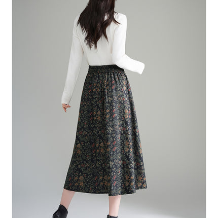 Women's Rabbit Dance (Mi Mi Dance) Print Midi Skirt A-Line Umbrella Skirt with Flared Hem