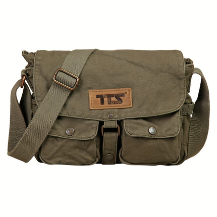 Retro-Style Canvas Messenger Bag Suitable for Casual Travel, Featuring a Spacious Design