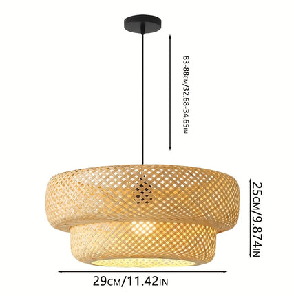 Handwoven Bamboo Pendant Light, 29cm Bamboo Chandelier, 1pc Rattan Pendant Light