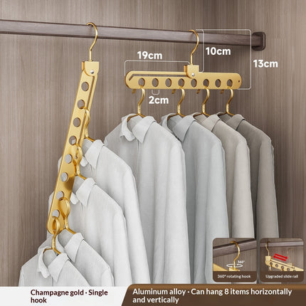 Multi-functional Foldable Aluminum Alloy Clothes Hanger With Eight Hooks For Home Use