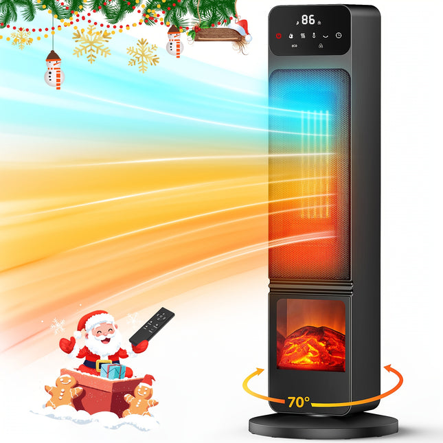 Heating & Cooling Tower Fan Heater with remote control, Portable Electric Fireplace Heater