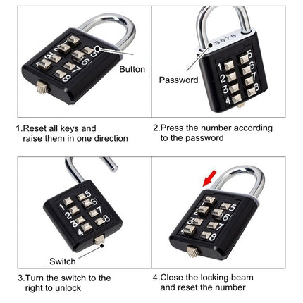 Mechanical 8-digit Key Lock Password Lock Padlock