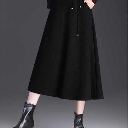 A Thick Midi Skirt for Autumn And Winter, Featuring a High Waist That Is Loose And Flattering