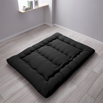 Ultra-Soft Japanese Futon Mattress - 10.16cm Thick, Foldable Tatami Sleeping Pad for Dorms, Black