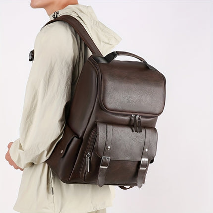 Men's Vintage Multi-Pocket Backpack Compatible for MacBook/Airport - Convertible Travel Bag