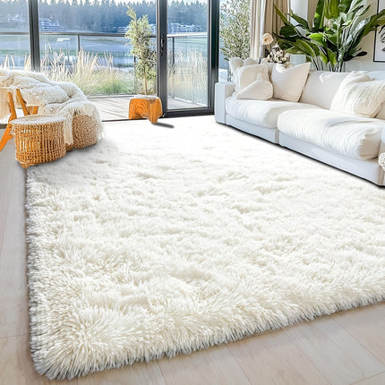 One Piece of Solid Color Minimalist Morandi Off-White Series Plush Fluffy Rug Designed