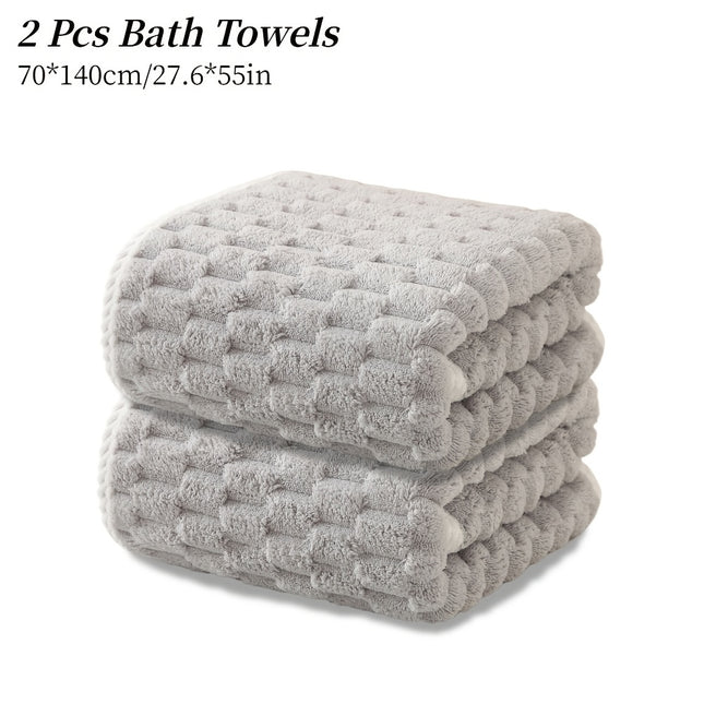 2pcs Ultra-Soft Microfiber Bath Towels - 70.1x139.7cm, Quick-Dry & Absorbent