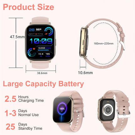 Waterproof Smart Watch With A 2.01-inch Full Touch Screen Display, Message Notifications, Calls,