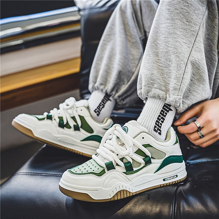 Comfortable Round-Toe Board Shoes with  /Super Fiber Upper & Rubber Sole, Lace-Up Casual Athletic Wear Suitable