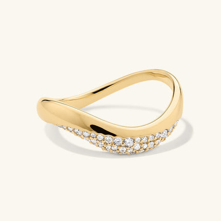 Irregular Wave Zircon Diamond-Inlaid Minimalist All-Match Light-Luxury Ring