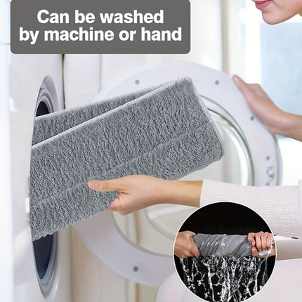 1 Set Hand-free Wash Flat Mop with 2 Mop Pad, Wet and Dry Cleaning, Dust Removal,