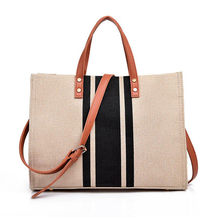 Black Large Striped Shoulder Bag