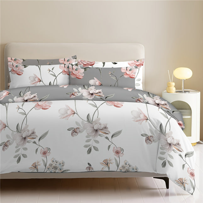 2/3pcs Flower Duvet Cover Kit (duvet Cover*1, Pillowcase*1/2, Pillow Insert And Duvet Insert