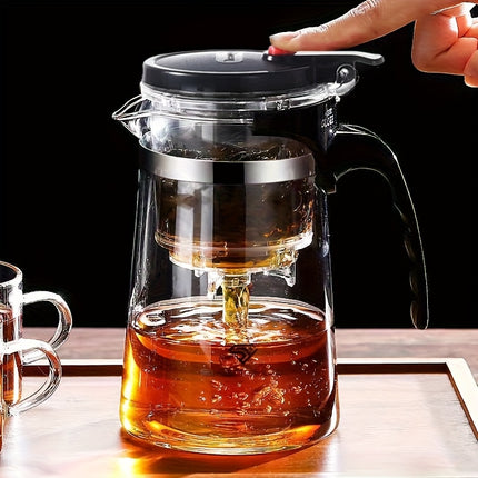 1pc High Borosilicate Glass Teapot with Infuser - Heat-Resistant (500°F), Detachable & Washable,