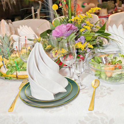Green Dinnerware Set, 50-Piece Set, Party Accessory Kit, Perfect for Gatherings, Weddings, and Christmas