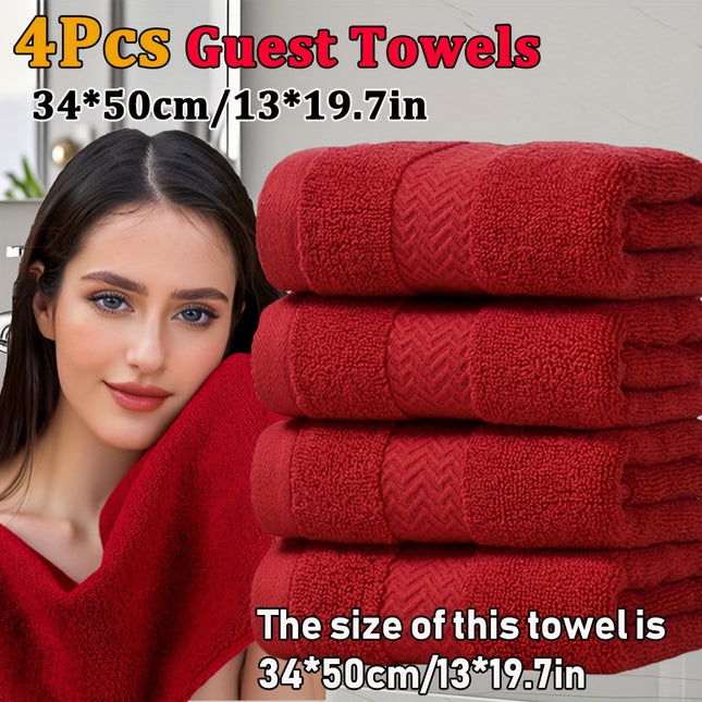 4pcs Cotton Guest Towels, 34*50cm/13*19.7in, Solid Cotton Material, Lifting Rope Design