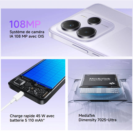 Xiaomi Redmi Note 14 5G Smartphone, 6.67" AMOLED Display, 108MP+8MP+2MP Triple Camera, 5110mAh Battery,