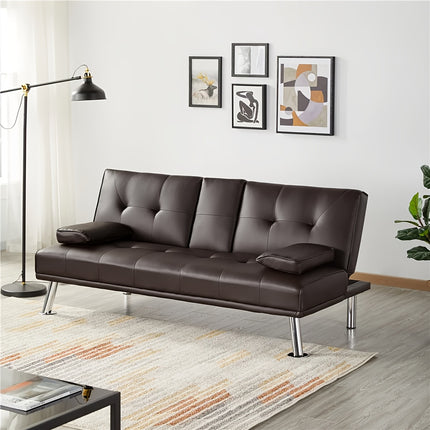 Futon Sofa Bed, Convertible Couch Bed Loveseat, Modern Futon Recliner Sleeper, Small Lazy Futon