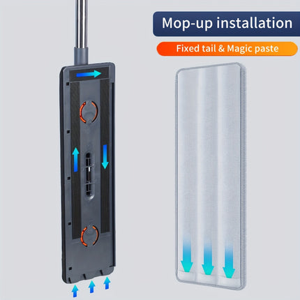 Mop and Bucket Set, Stainless Steel & Plastic, Manual, No Electricity Needed, with Wet and Dry Flat Mops