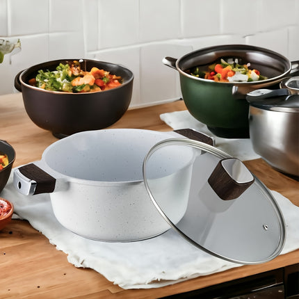 13pcs Pots and Pans Set, Nonstick White Granite Set, Cookware Sets Suitable for Gas, Electric