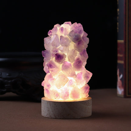 Natural Amethyst Vug Tooth Flower Mini Night Light Usb Plug-in