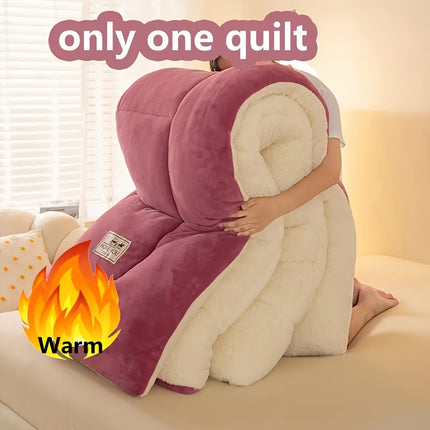 1pc Contemporary Quilted Fleece Blanket Ultra-Soft Plush Microfiber, Thick All-Season Warmth