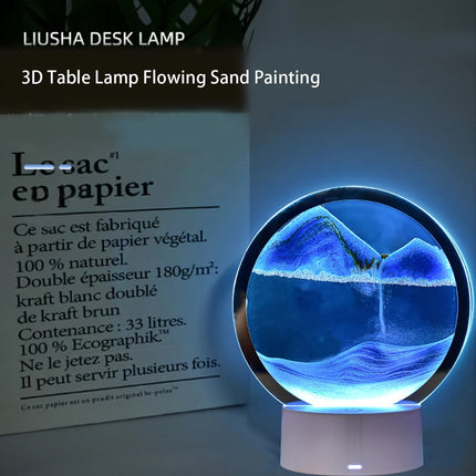 3D LED Quicksand Art Desk Lamp with Adjustable Brightness – Modern Landscape Night Light for Bedroom