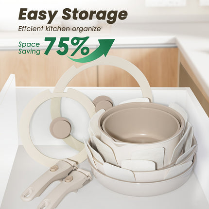 20pcs Pots And Pans Set,stick Ceramic Cookware Set With Removable Handles.