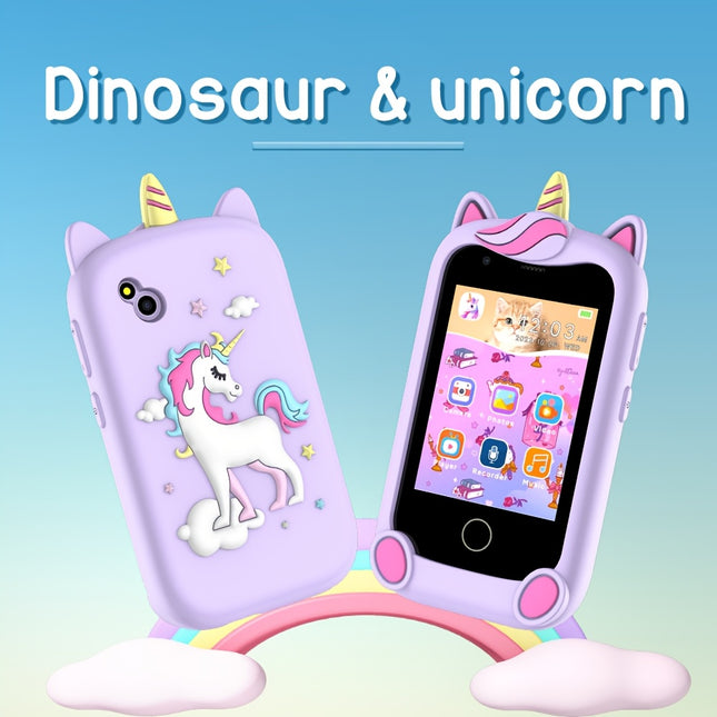 Youngsters's Smartphone Toy, Unicorn Silicone Case, Music, Photography, Flashlight, Habit Training, Painting and Other Learning Functions, 17 Puzzle Games, The Best Gift for Youngsters's Festival, Birthday, Christmas for Youn